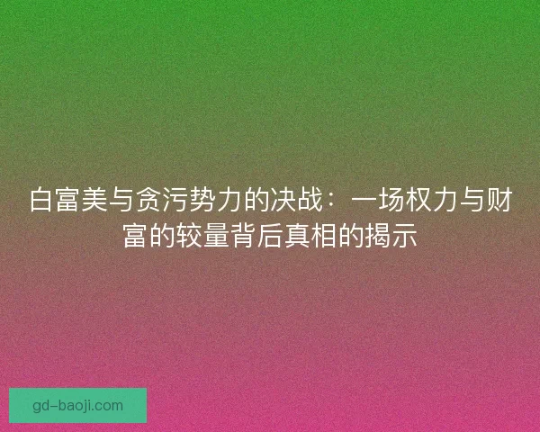 白富美与贪污势力的决战：一场权力与财富的较量背后真相的揭示