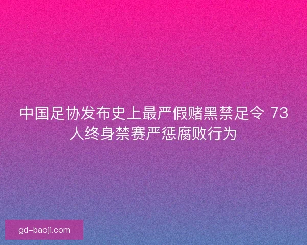 中国足协发布史上最严假赌黑禁足令 73人终身禁赛严惩腐败行为
